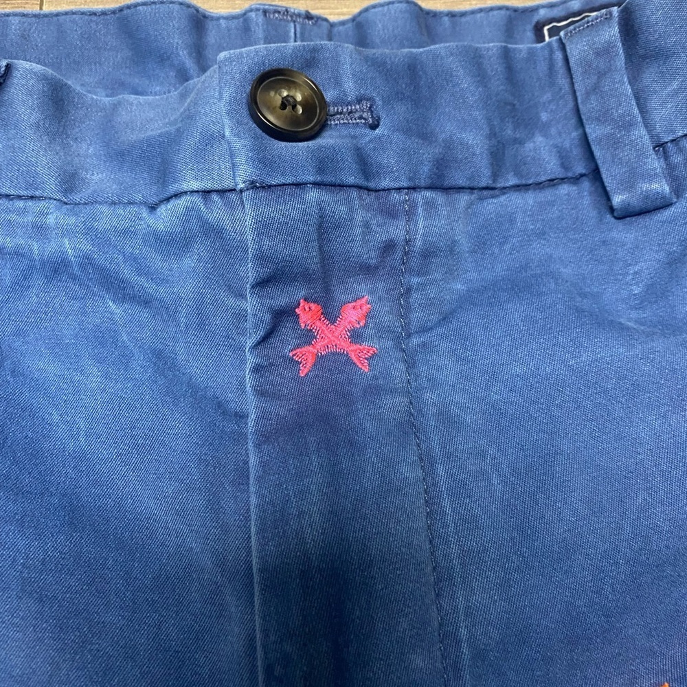 Vineyard Vines Breaker Shorts Casual Neon Embroidered Cross Fishbone Size 30 - Picture 3 of 11